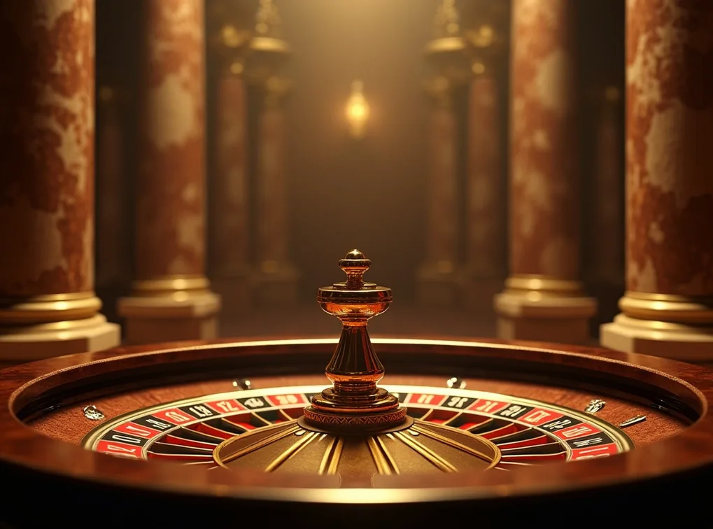 Golden roulette wheel with ancient Greek ornaments